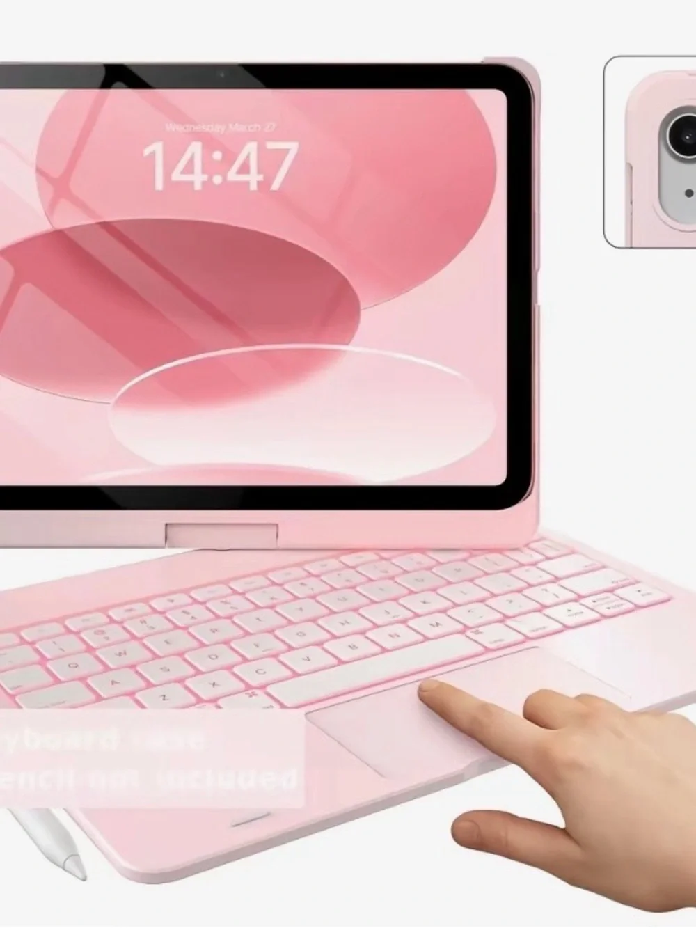 Pink Tablet Keyboard Case with Touchpad - Compatible Tablet Accessory